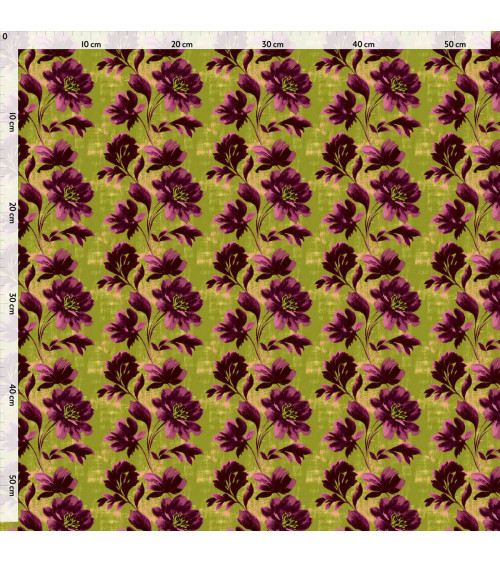Purple bloom 04 – Retro-Blüten in Oliv | Mamidu