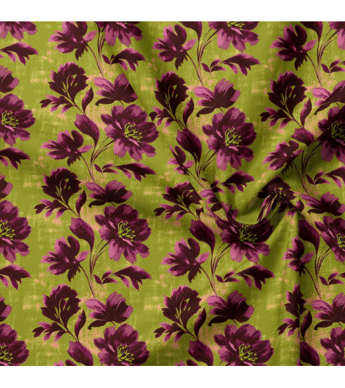Purple bloom 04 – Retro-Blüten in Oliv | Mamidu