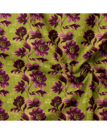 Purple bloom 04 – Retro-Blüten in Oliv | Mamidu