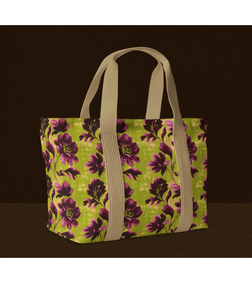 Purple bloom 04 – Retro-Blüten in Oliv | Mamidu