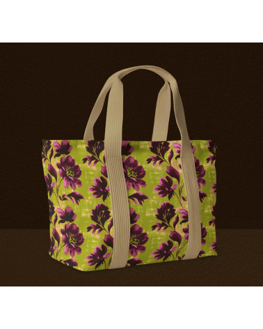 Purple bloom 04 – Retro-Blüten in Oliv | Mamidu
