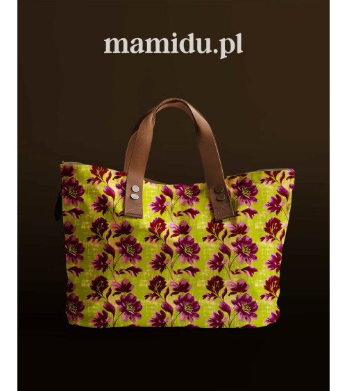 Purple bloom 04 – Retro-Blüten in Oliv | Mamidu
