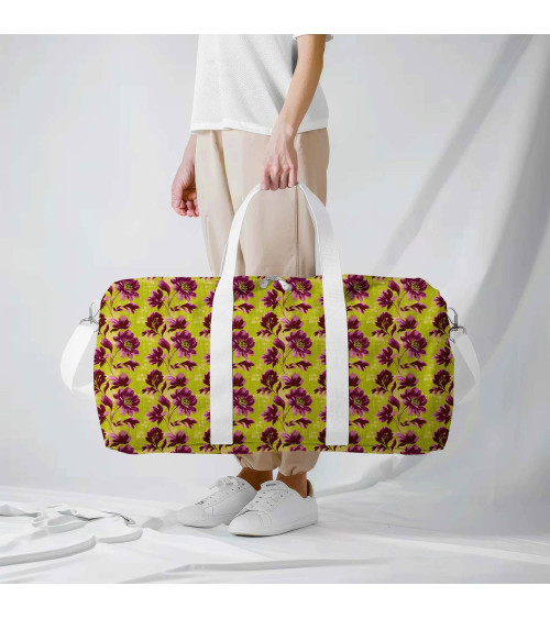 Purple bloom 04 – Retro-Blüten in Oliv | Mamidu