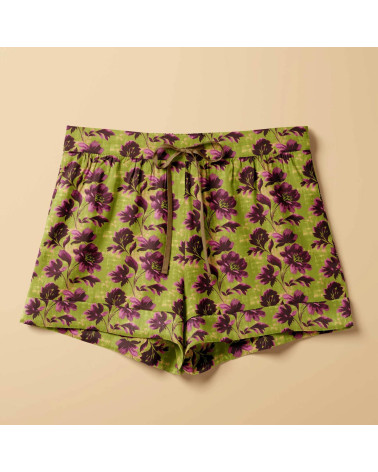 Purple bloom 04 – Retro-Blüten in Oliv | Mamidu