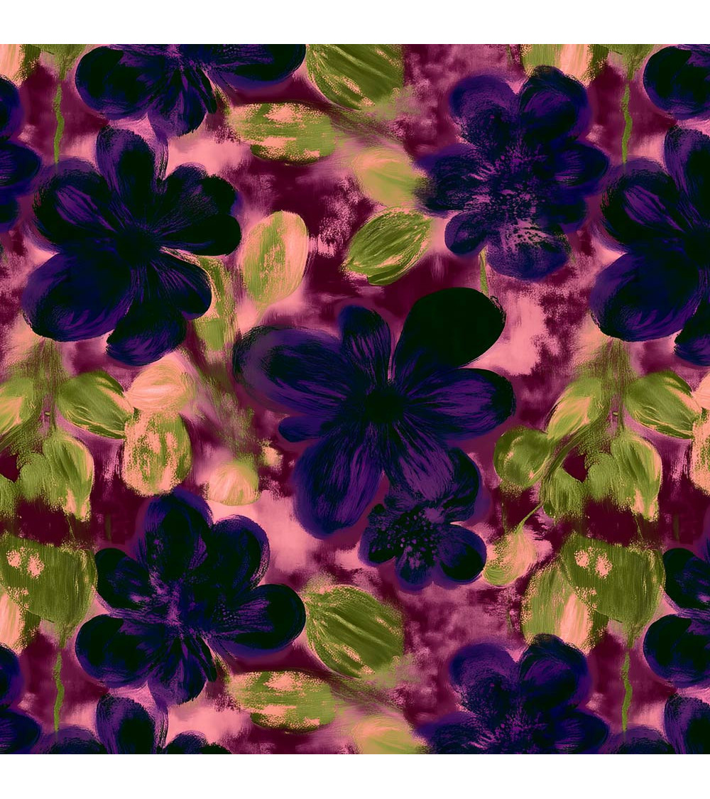 Purple bloom 10 – plum floral fabric | Mamidu