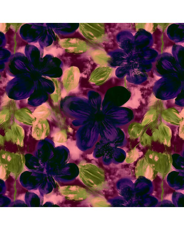 Purple bloom 10 – plum floral fabric | Mamidu