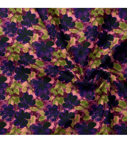 Purple bloom 10 – plum floral fabric | Mamidu