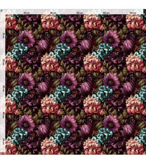 Velvet bloom 02 – dark bouquet fabric | Mamidu
