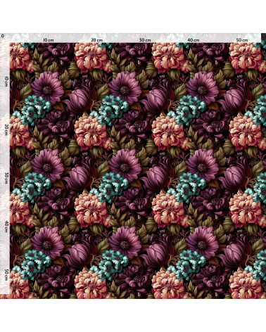 Velvet bloom 02 – dark bouquet fabric | Mamidu