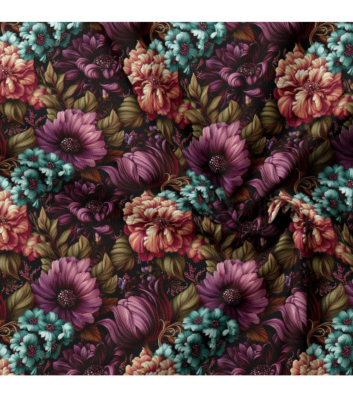Velvet bloom 02 – dark bouquet fabric | Mamidu