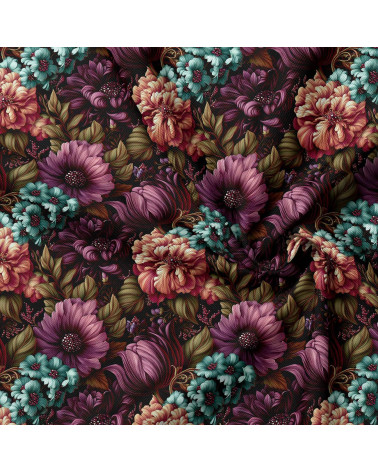 Velvet bloom 02 – dark bouquet fabric | Mamidu