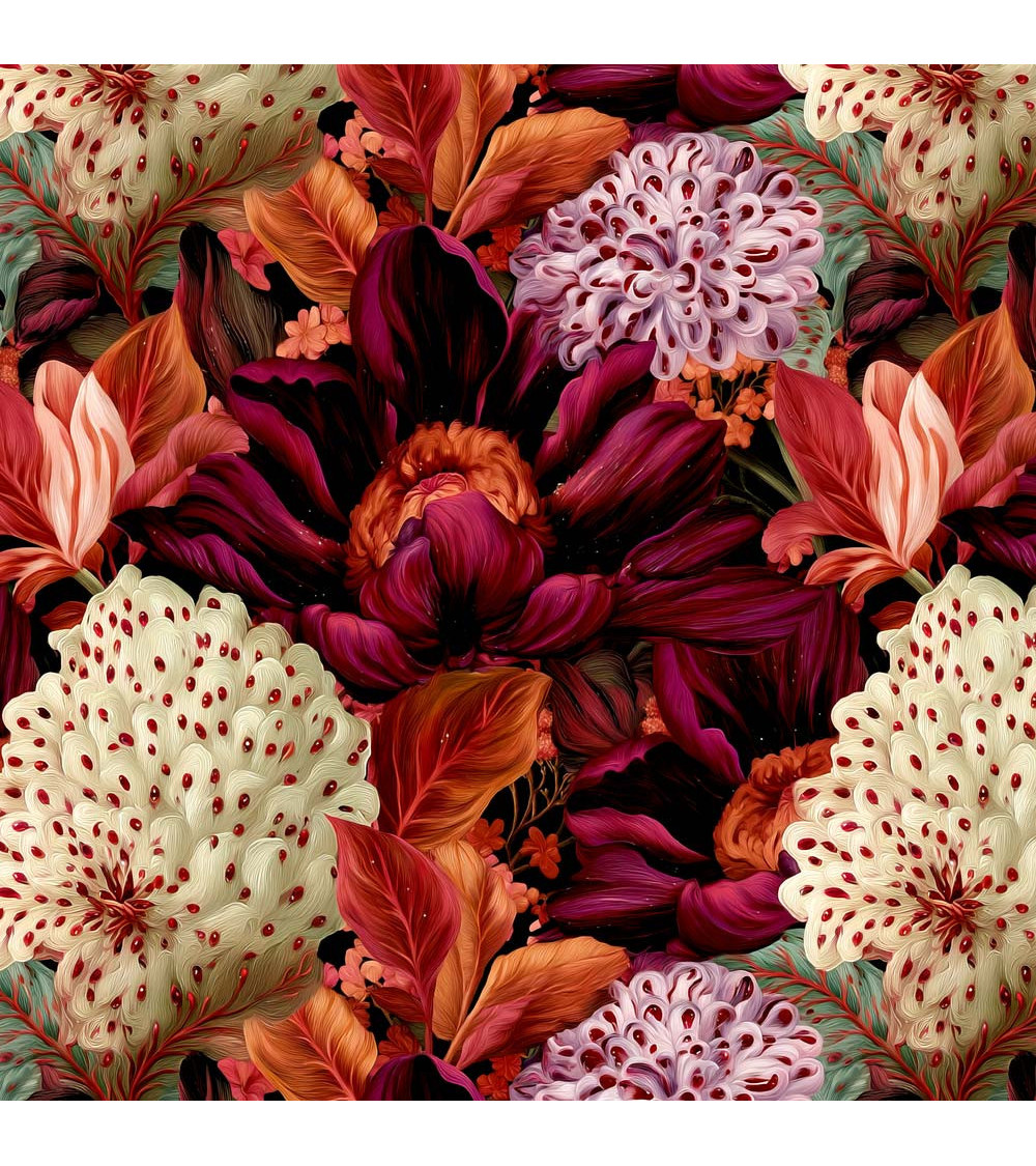 Velvet bloom 06 – red bouquet fabric | Mamidu