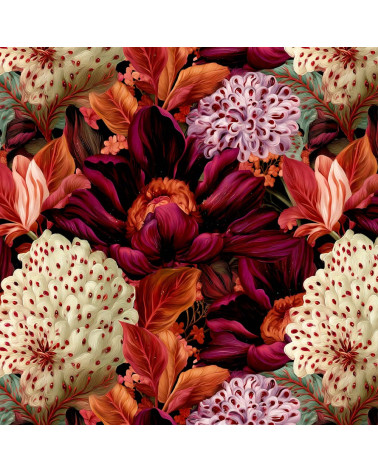 Velvet bloom 06 – red bouquet fabric | Mamidu