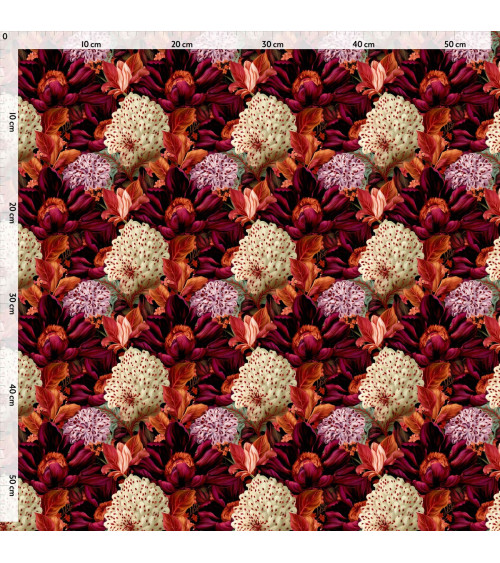 Velvet bloom 06 – red bouquet fabric | Mamidu