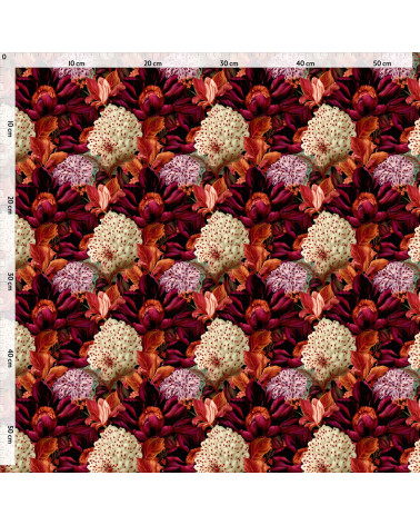 Velvet bloom 06 – red bouquet fabric | Mamidu