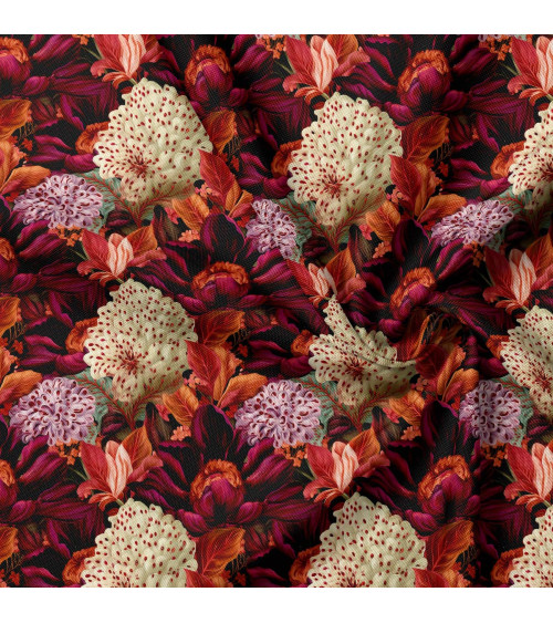 Velvet bloom 06 – red bouquet fabric | Mamidu
