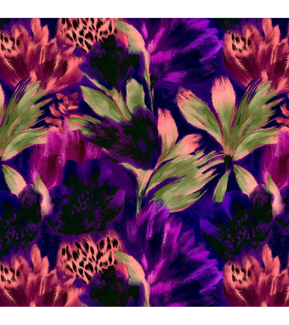 Violet leopard 02 – panterka i kwiaty | Mamidu