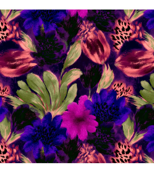 Violet leopard 03 – purple floral leopard | Mamidu