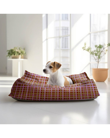 Blurred grid 03 – burgundy olive blurred check | Mamidu