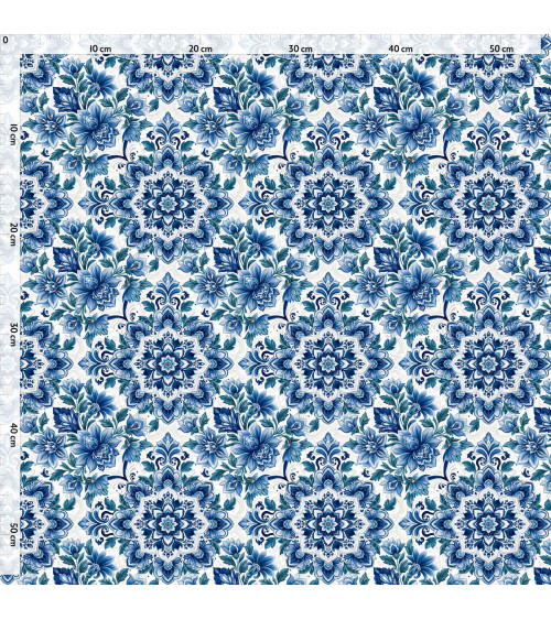 Delft floral 01 – delft blue floral fabric | Mamidu