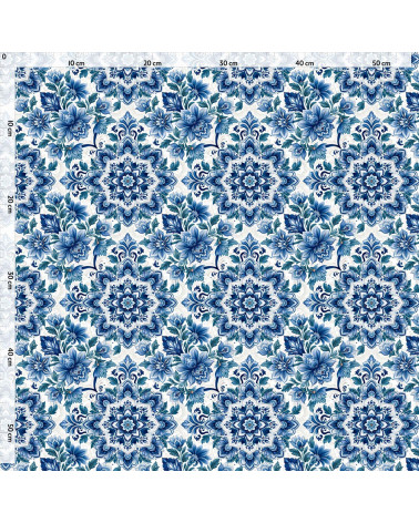Delft floral 01 – delft blue floral fabric | Mamidu
