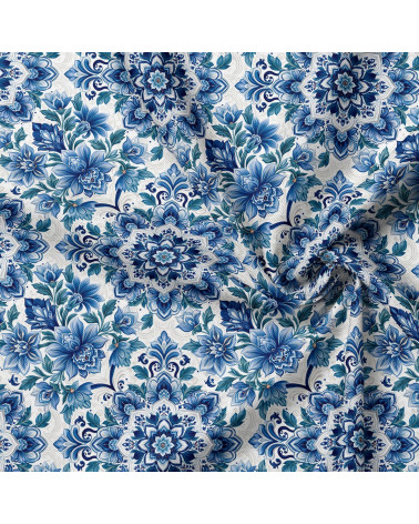 Delft floral 01 – delft blue floral fabric | Mamidu