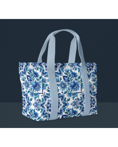 Delft floral 01 – delft blue floral fabric | Mamidu