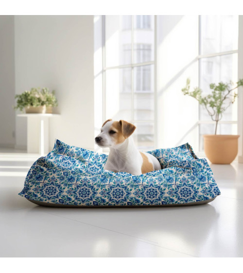 Delft floral 01 – delft blue floral fabric | Mamidu