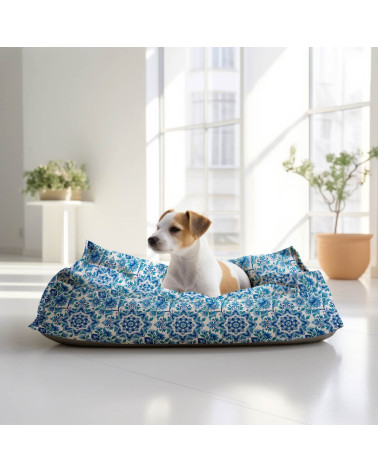 Delft floral 01 – delft blue floral fabric | Mamidu