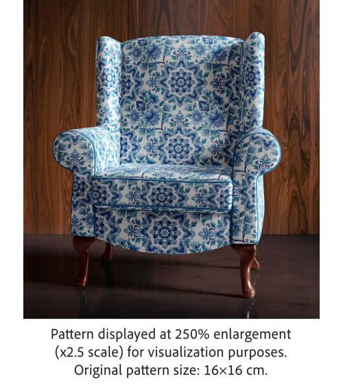Delft floral 01 – delft blue floral fabric | Mamidu