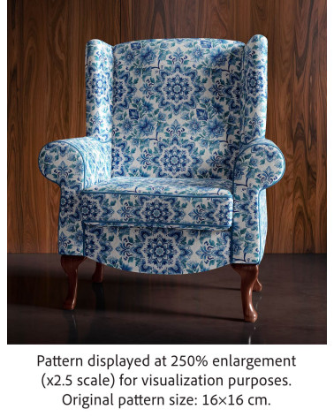 Delft floral 01 – delft blue floral fabric | Mamidu
