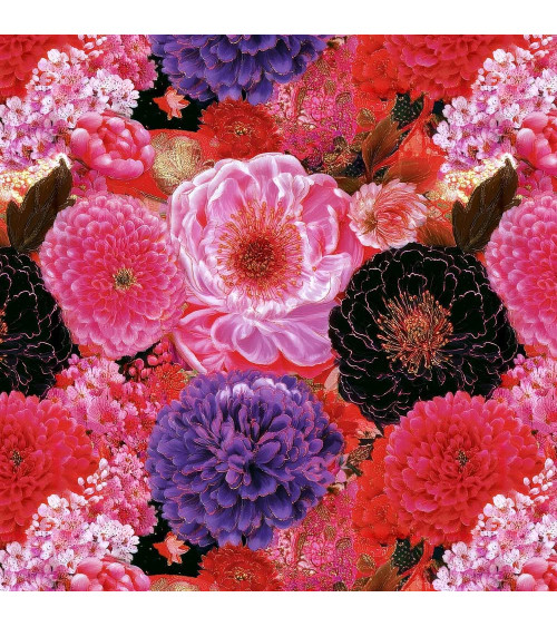 Oriental peony 01 – oriental peony floral fabric | Mamidu