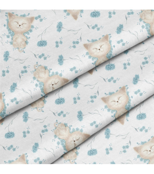 Katzen auf Blumen Stoff