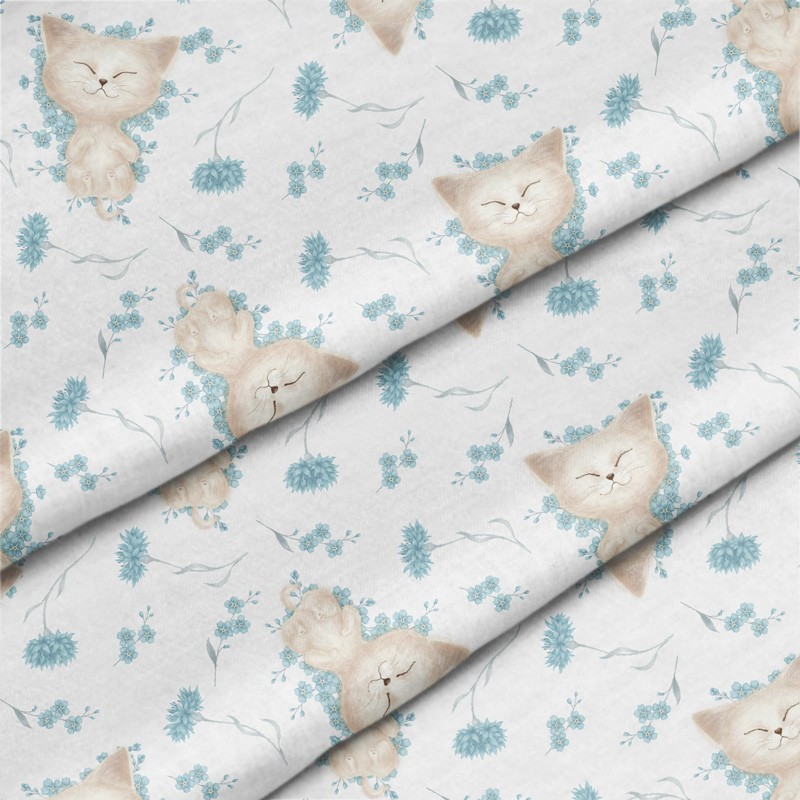 Katzen auf Blumen Stoff