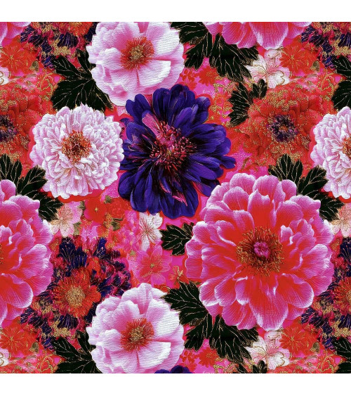 Oriental peony 02 – red oriental peony fabric | Mamidu