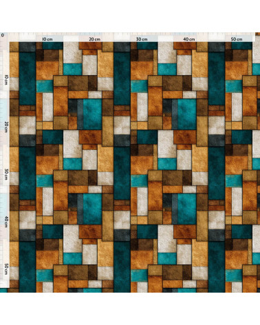 Retro blocks 02 – mozaika retro, ochra i turkus | Mamidu
