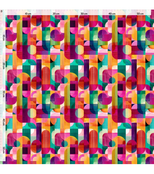 Retro geo 01 – bright retro geometric fabric | Mamidu