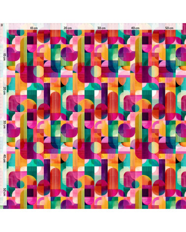 Retro geo 01 – bright retro geometric fabric | Mamidu