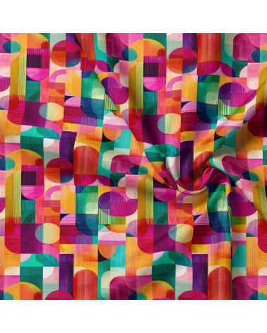 Retro geo 01 – bright retro geometric fabric | Mamidu