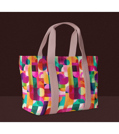 Retro geo 01 – bright retro geometric fabric | Mamidu