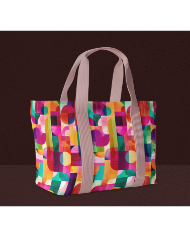 Retro geo 01 – bright retro geometric fabric | Mamidu
