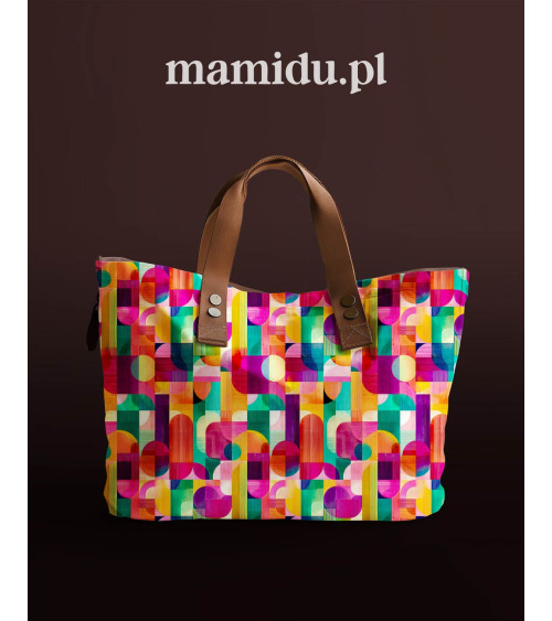 Retro geo 01 – bright retro geometric fabric | Mamidu