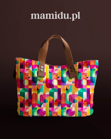 Retro geo 01 – bright retro geometric fabric | Mamidu