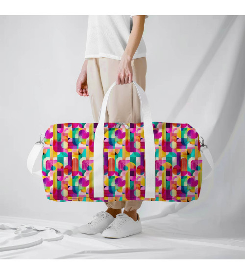 Retro geo 01 – bright retro geometric fabric | Mamidu