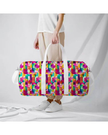 Retro geo 01 – bright retro geometric fabric | Mamidu