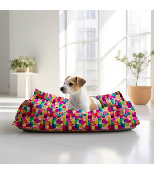 Retro geo 01 – bright retro geometric fabric | Mamidu