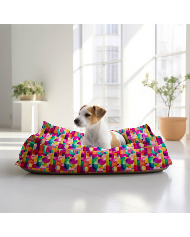 Retro geo 01 – bright retro geometric fabric | Mamidu