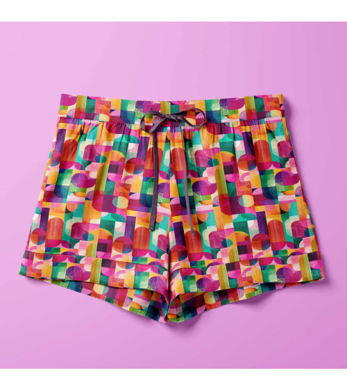 Retro geo 01 – bright retro geometric fabric | Mamidu