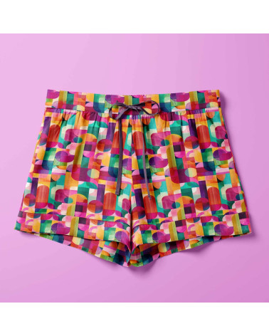 Retro geo 01 – bright retro geometric fabric | Mamidu