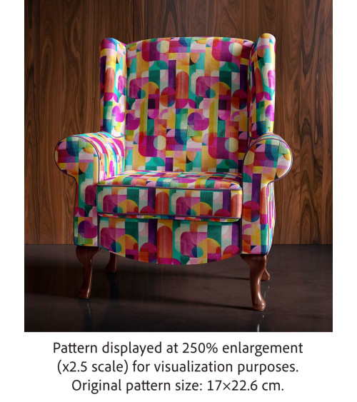 Retro geo 01 – bright retro geometric fabric | Mamidu